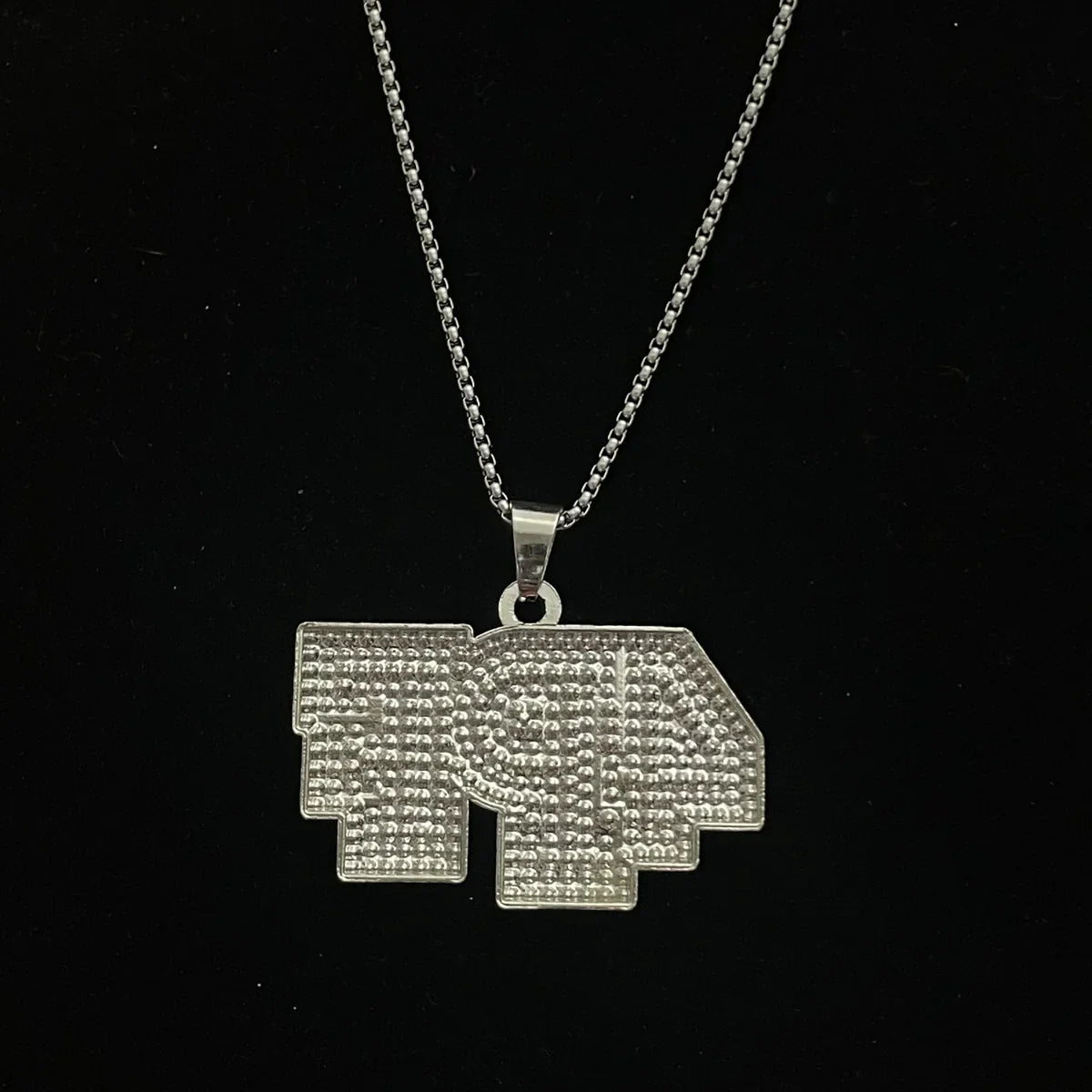 Men's Stainless Steel Pendent 4PF Iced out Chain - Silver