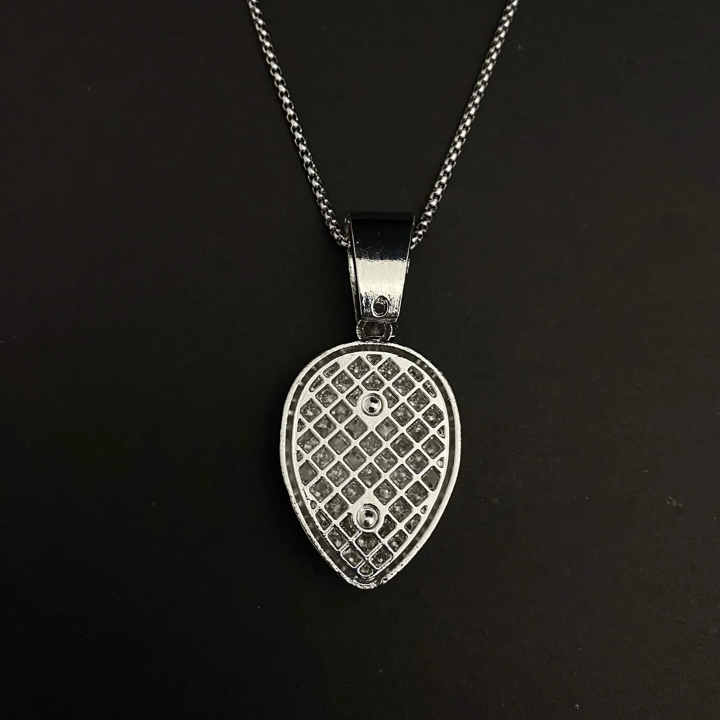 Men's Stainless Steel Pendent Alien Iced out Chain - Silver