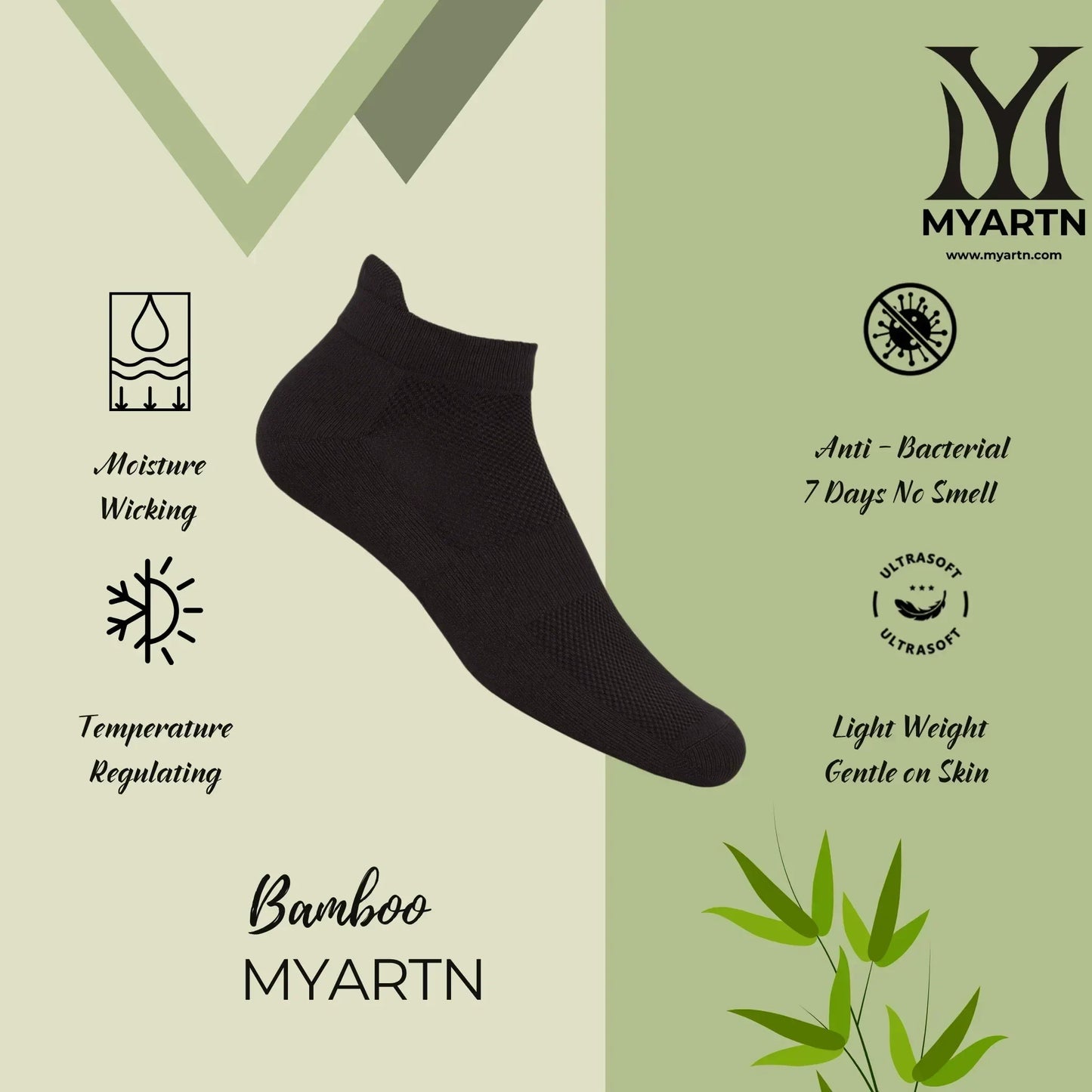 Bamboo Collar Socks – Black