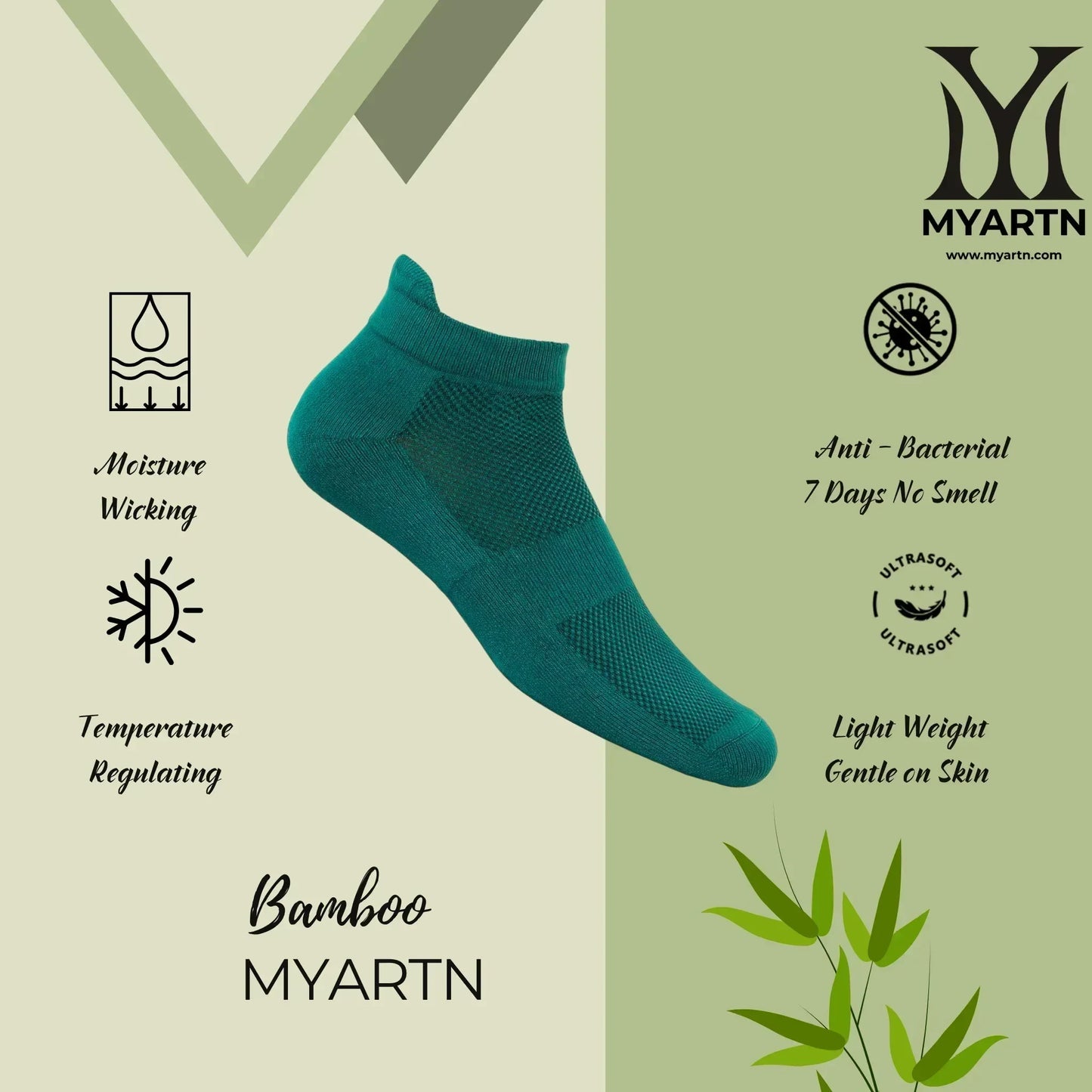 Bamboo Collar Socks – Teal Green