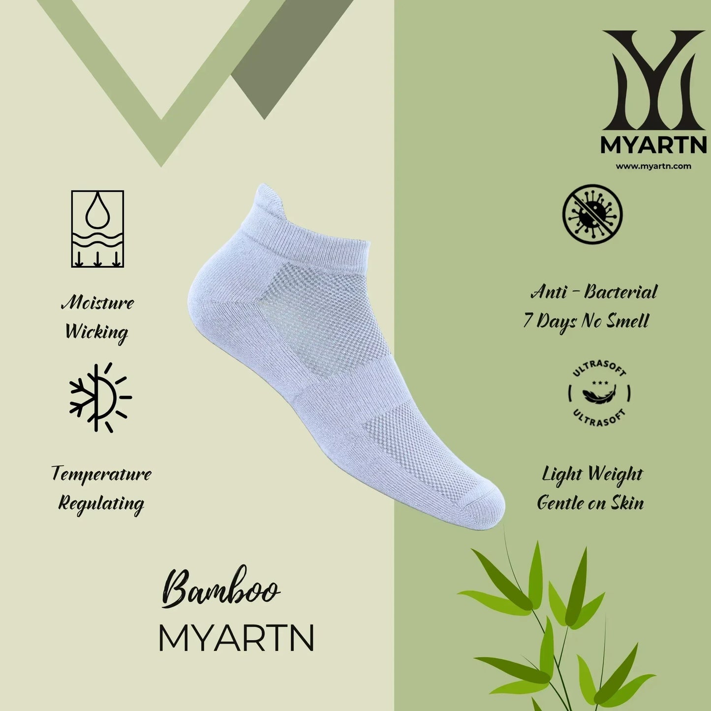 Bamboo Collar Socks – White