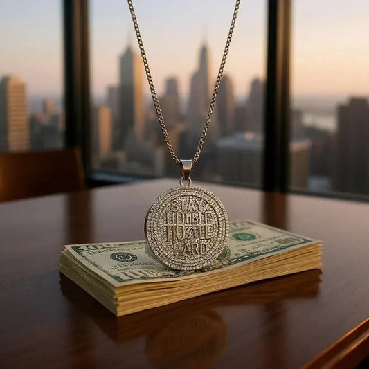 Men's Stainless Steel Pendent Slogan Iced out Chain - Silver