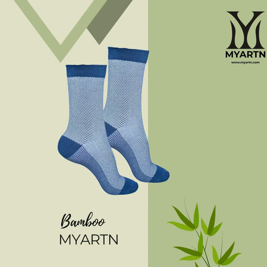 Bamboo Zig-Zag Socks – Navy Blue + White