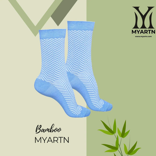 Bamboo Zig-Zag Socks – Sky Blue + White