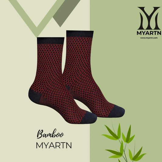 Bamboo Honey Comb Socks – Red + Black