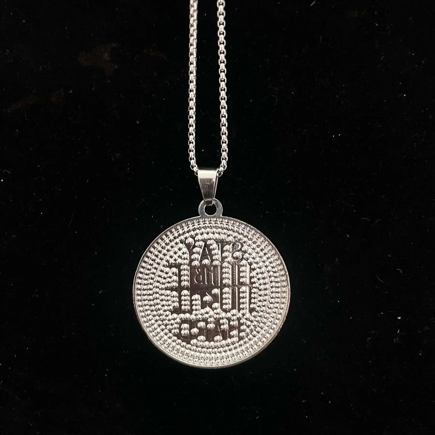 Men's Stainless Steel Pendent Slogan Iced out Chain - Silver