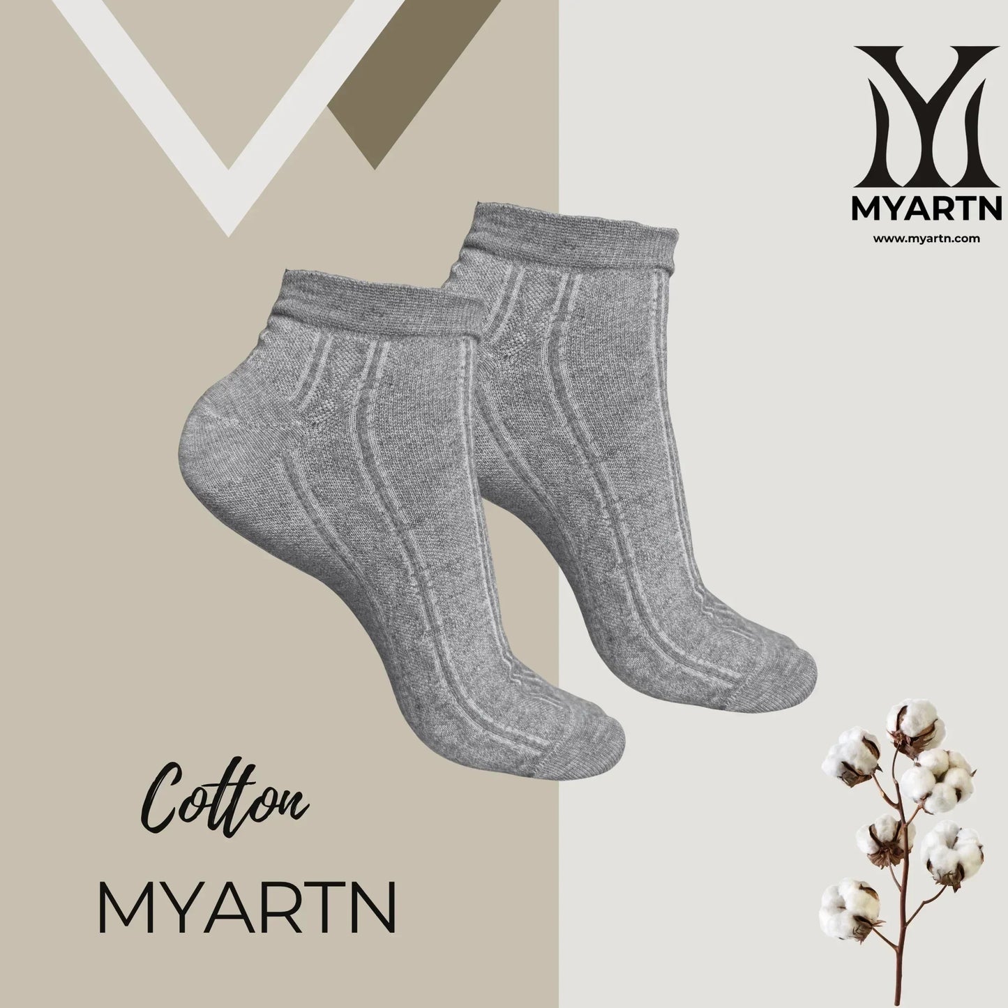 Grey Ankle Socks with Textured Knit Design (Pack of 5)