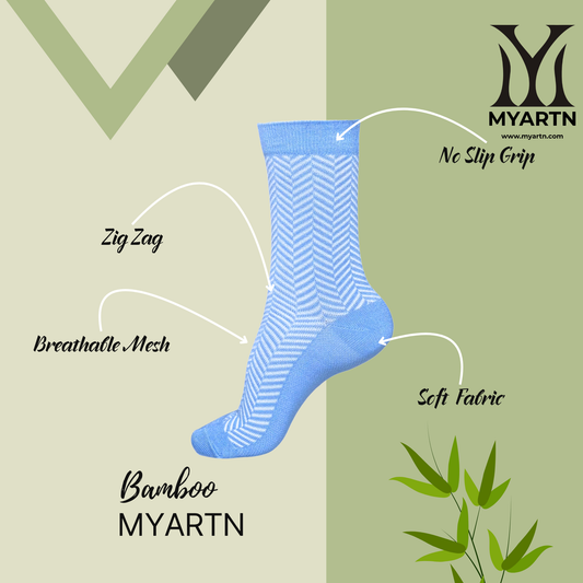 Bamboo Zig-Zag Socks – Sky Blue + White