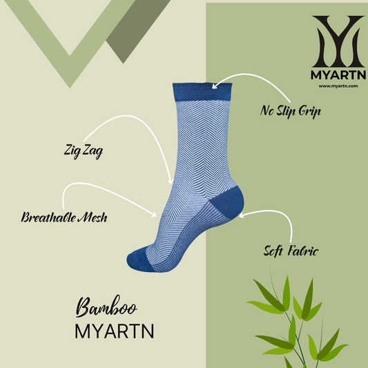 Bamboo Zig-Zag Socks – Navy Blue + White