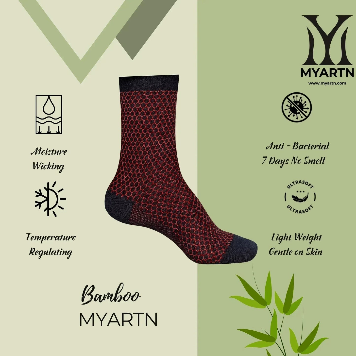 Bamboo Honey Comb Socks – Red + Black