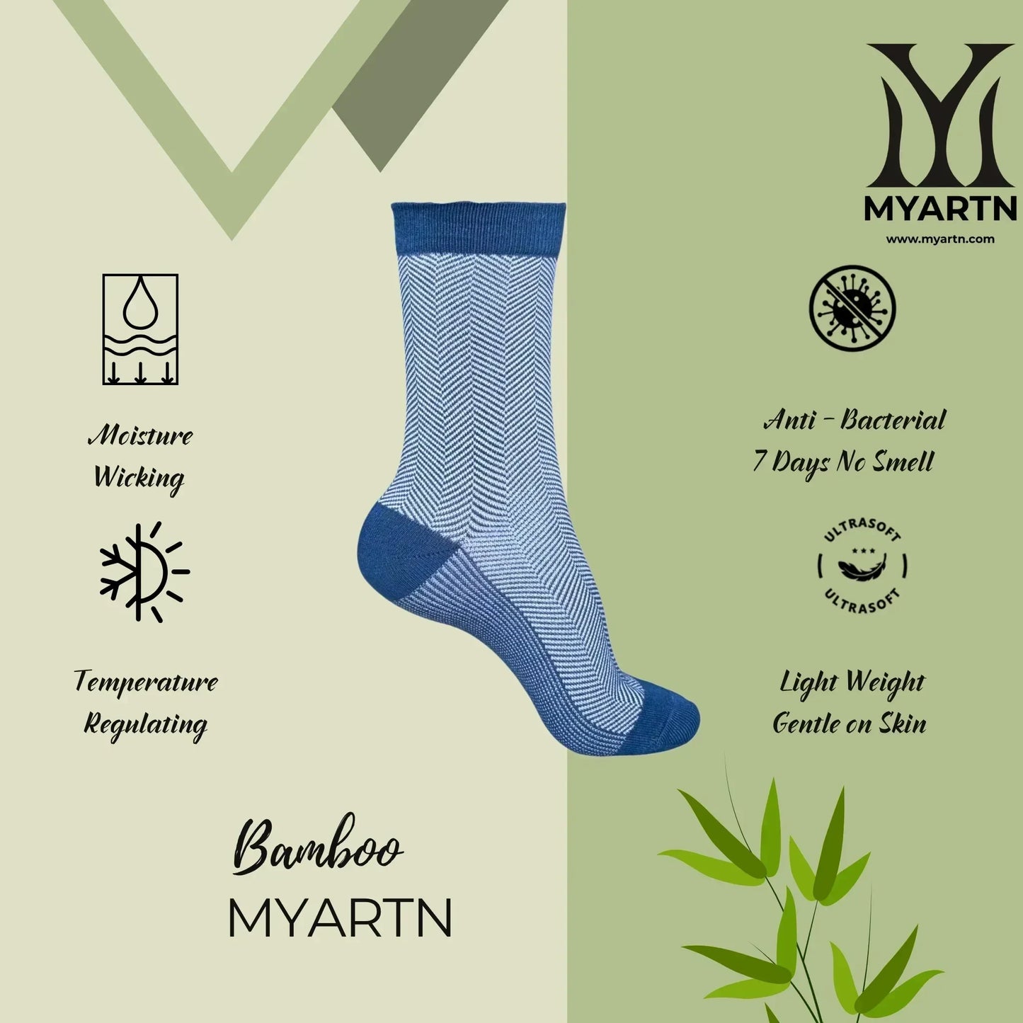 Bamboo Zig-Zag Socks – Navy Blue + White