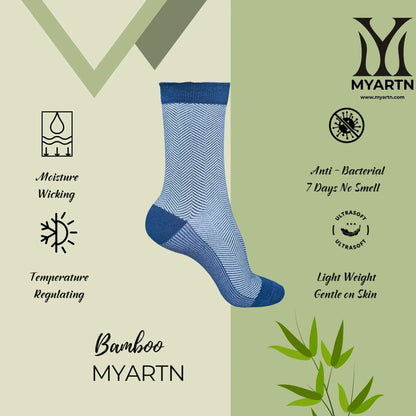 Bamboo Zig-Zag Socks – Navy Blue + White