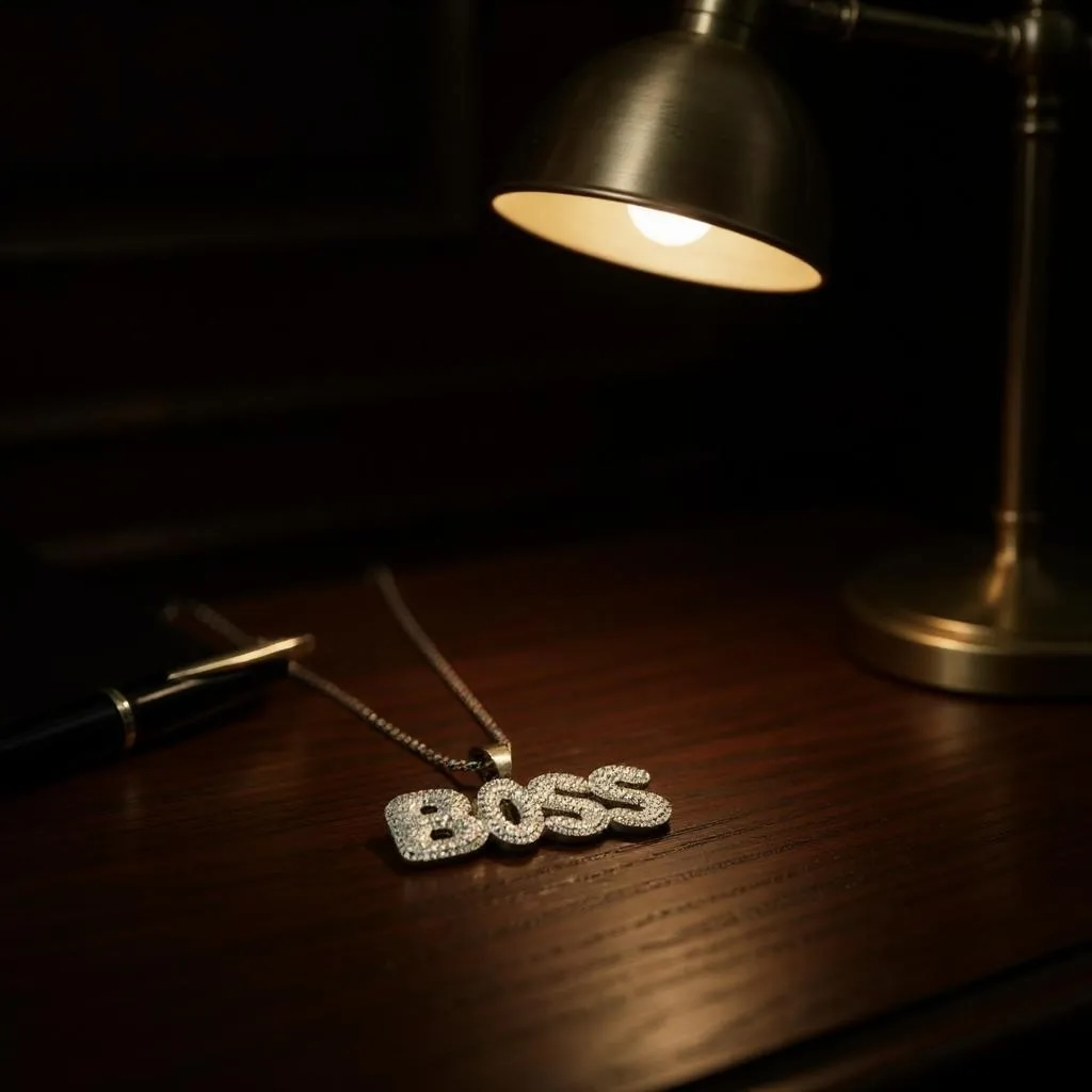 Men's Stainless Steel  Pendent Boss  Iced out Chain - Silver