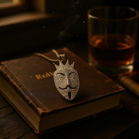 Men's Stainless Steel  Pendent Mask Iced out Chain - Silver