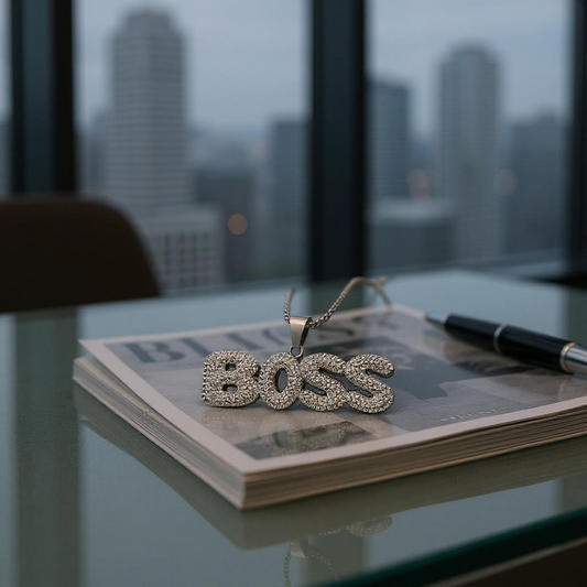 Men's Stainless Steel  Pendent Boss  Iced out Chain - Silver