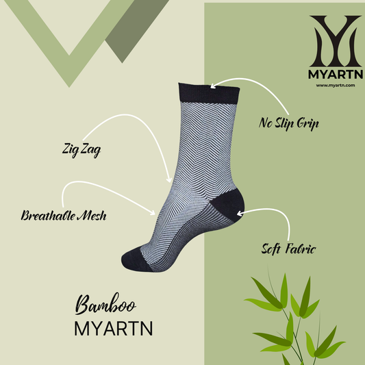 Bamboo Zig-Zag Socks – Black + White