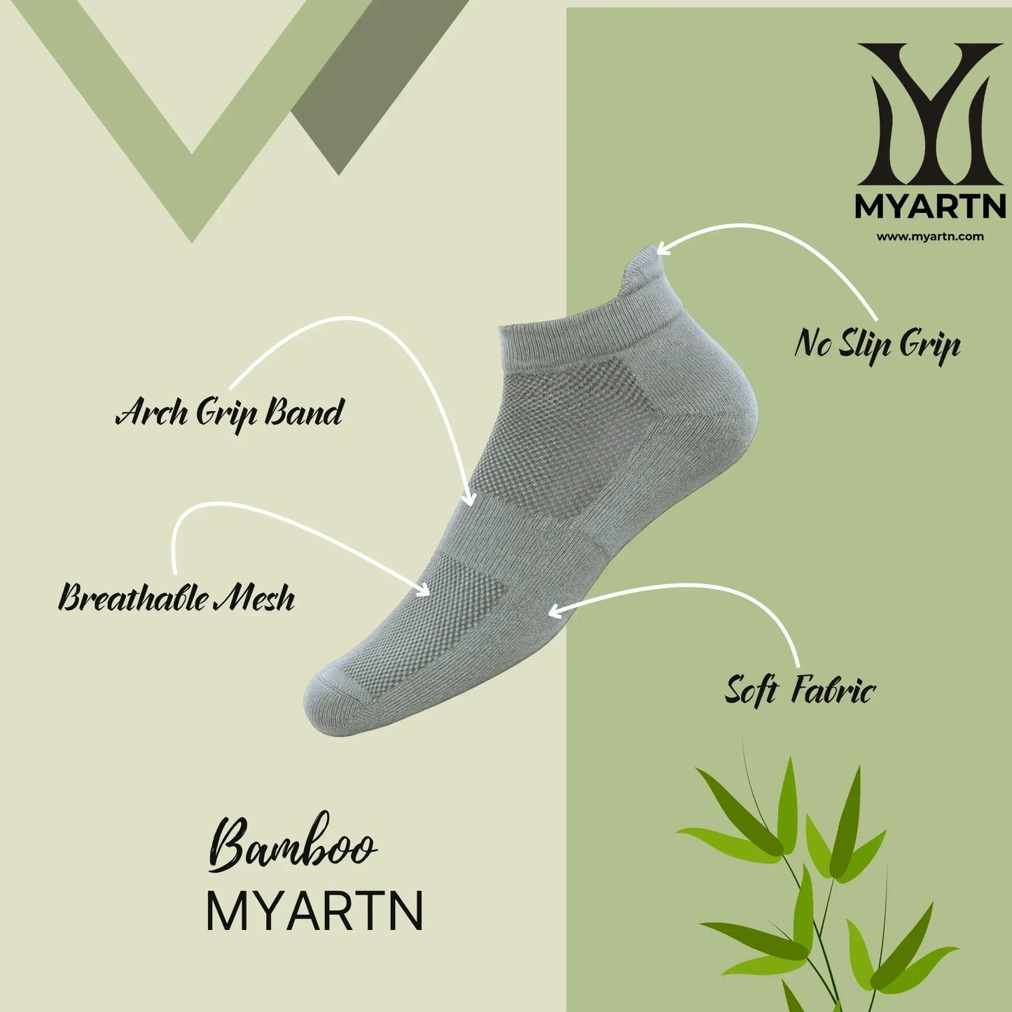 Bamboo Collar Socks – Light Grey