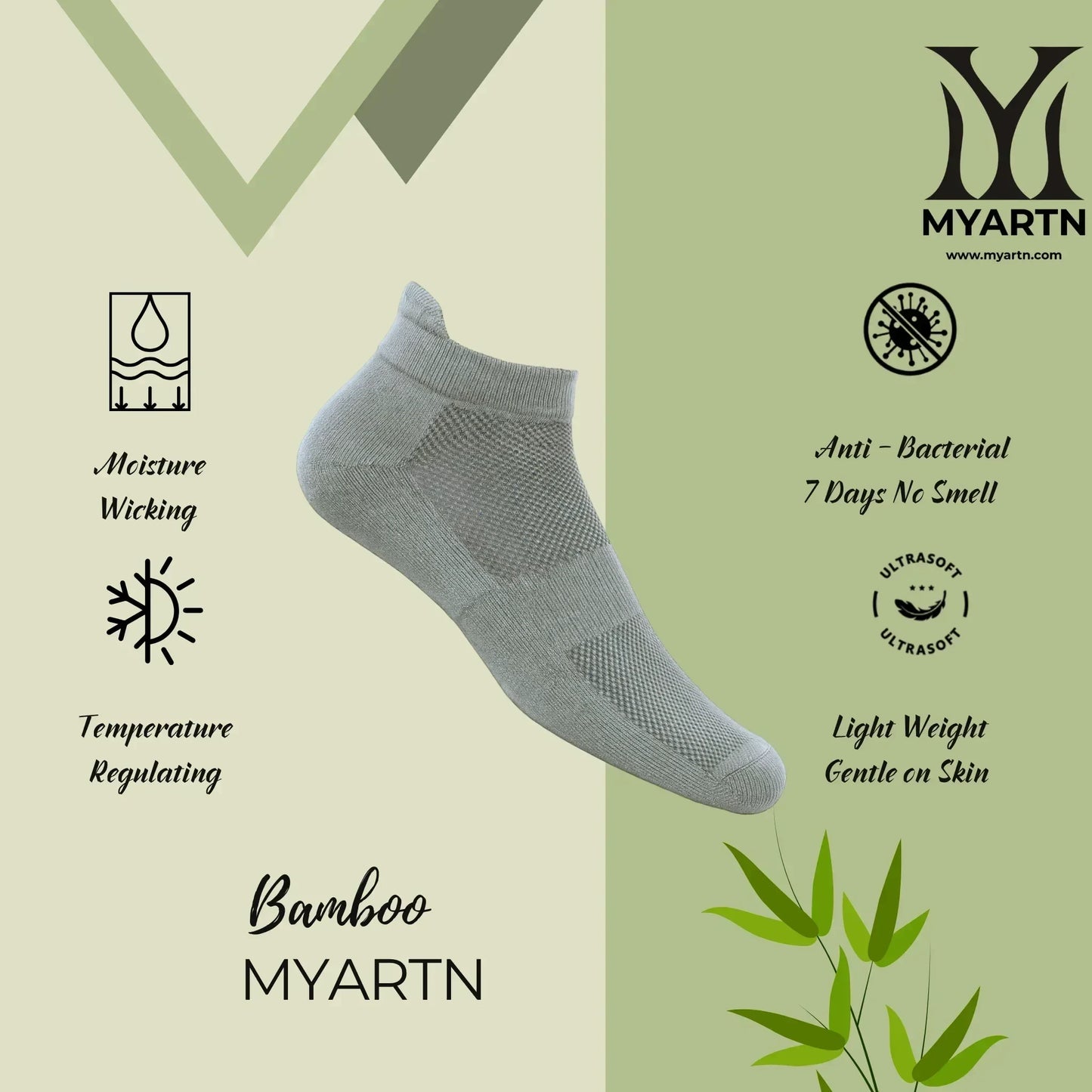 Bamboo Collar Socks – Light Grey
