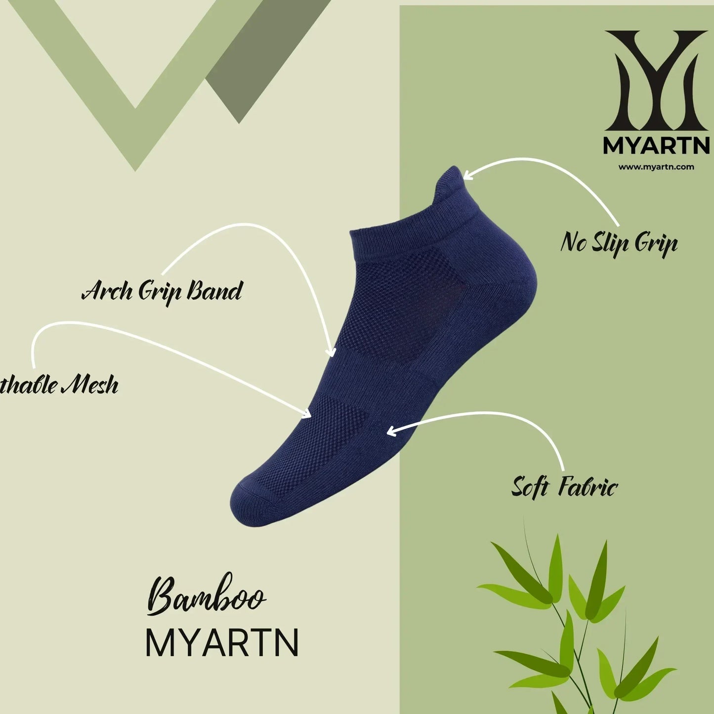 Bamboo Collar Socks – Navy Blue
