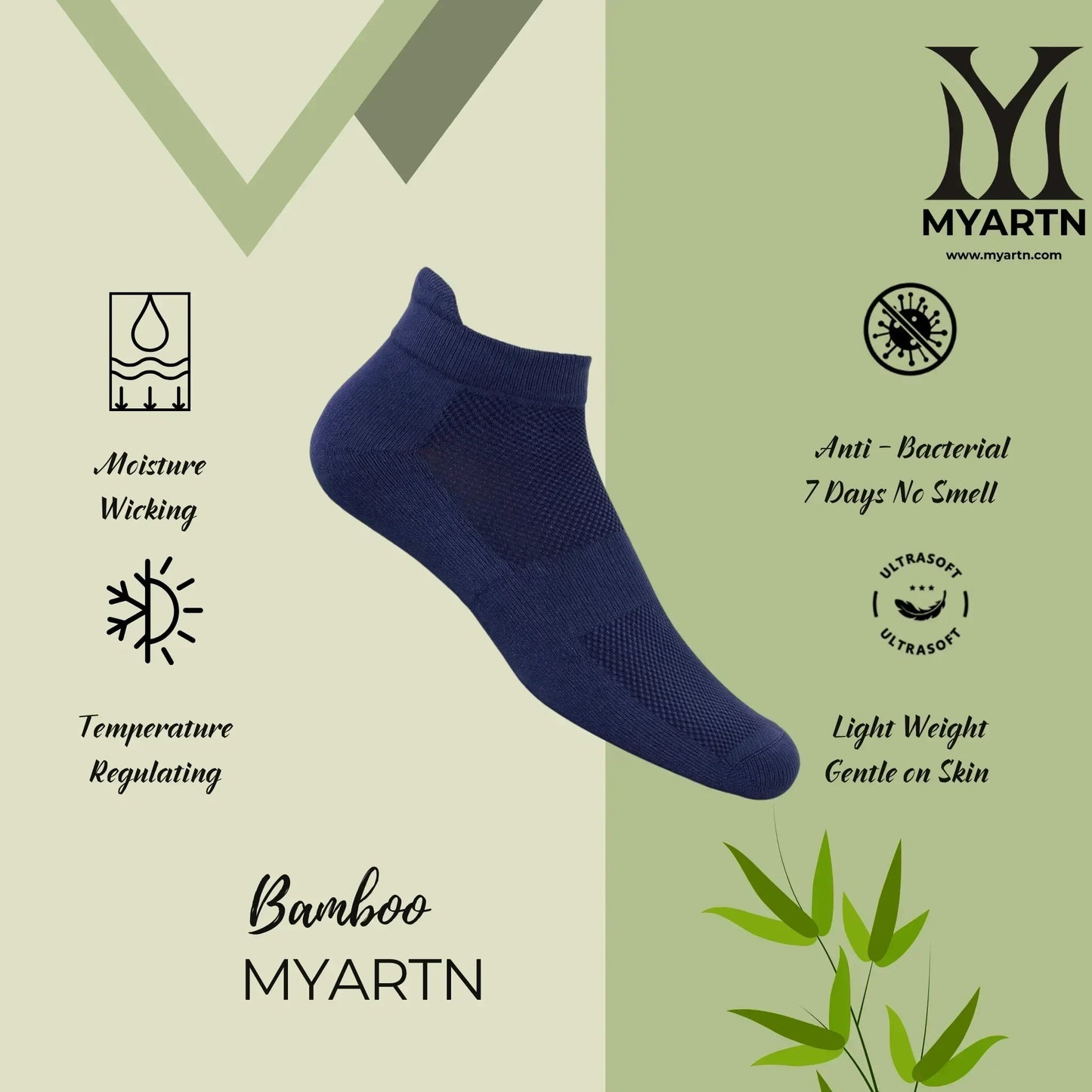 Bamboo Collar Socks – Navy Blue