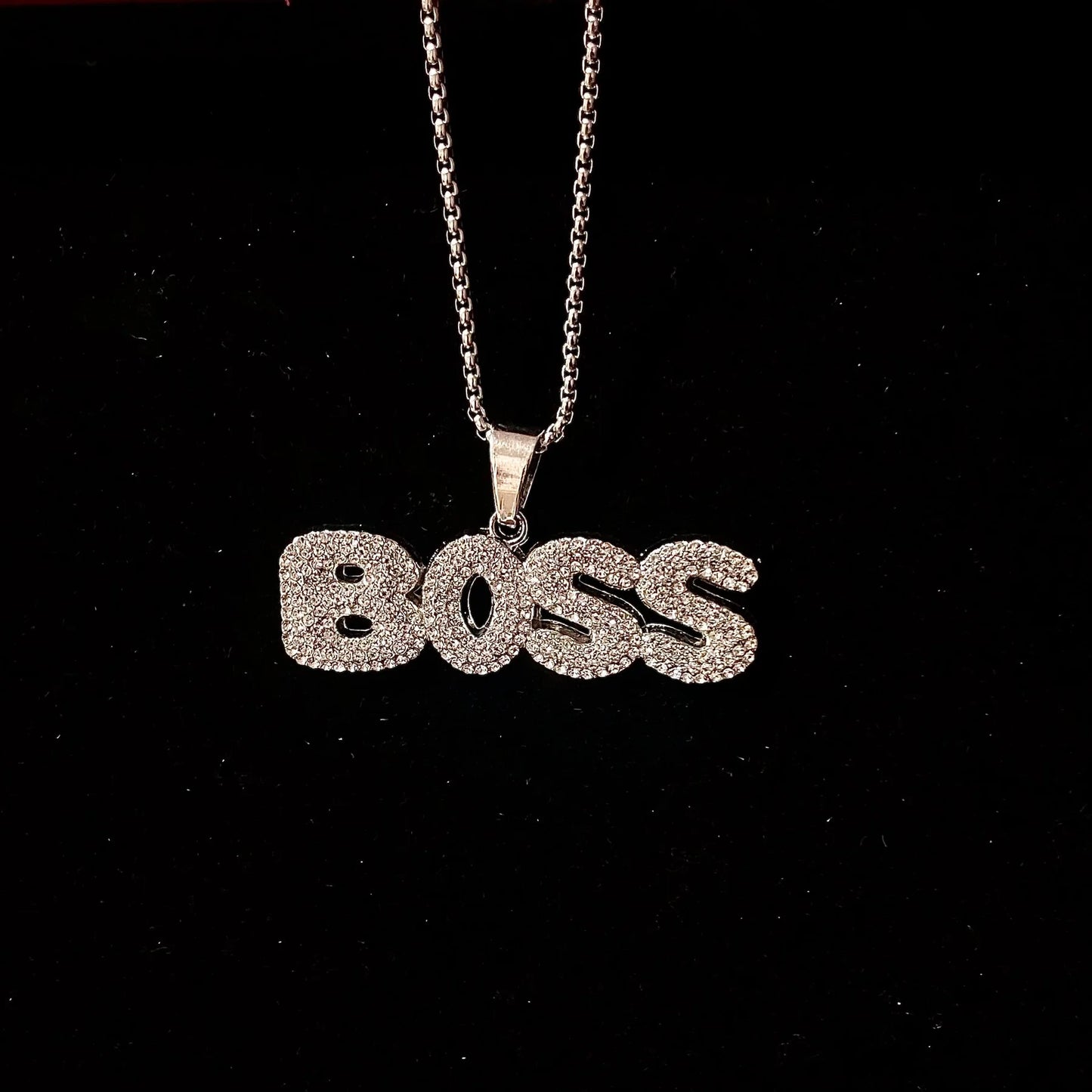 Men's Stainless Steel  Pendent Boss  Iced out Chain - Silver