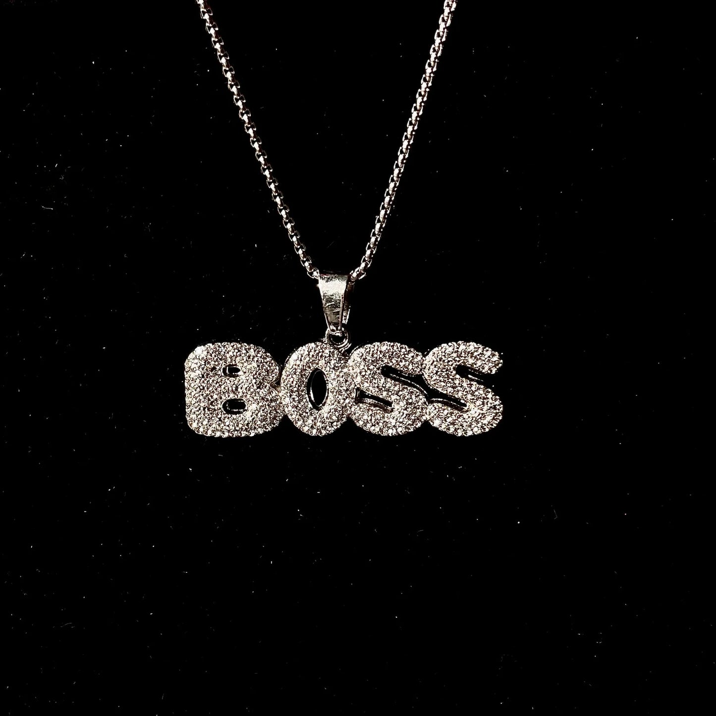 Men's Stainless Steel  Pendent Boss  Iced out Chain - Silver