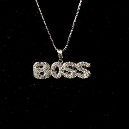Men's Stainless Steel  Pendent Boss  Iced out Chain - Silver
