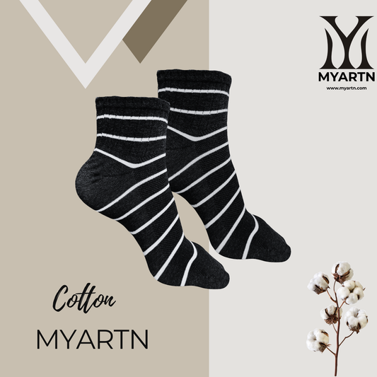 Black Ankle Socks with Textured Knit Design ( Pack of 3)