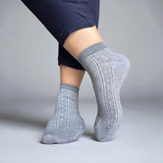 Grey Ankle Socks with Textured Knit Design (Pack of 5)