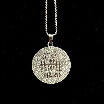 Men's Stainless Steel  Pendent Slogan Iced out Chain - Silver
