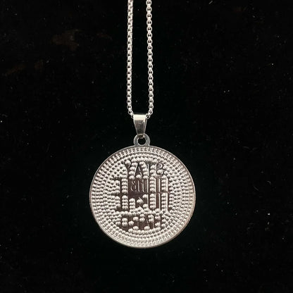 Men's Stainless Steel  Pendent Slogan Iced out Chain - Silver