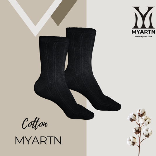 Black Crew Socks with Textured Knit Design ( Pack of 3)