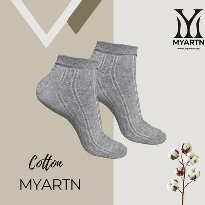 Grey Ankle Socks with Textured Knit Design (Pack of 5)