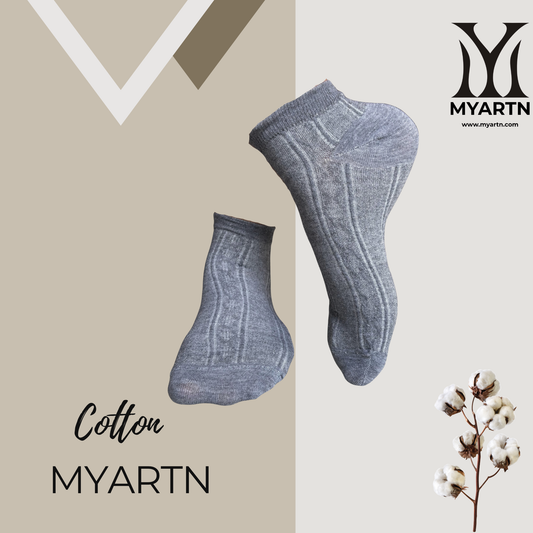 Grey Ankle Socks with Textured Knit Design ( Pack of 3)