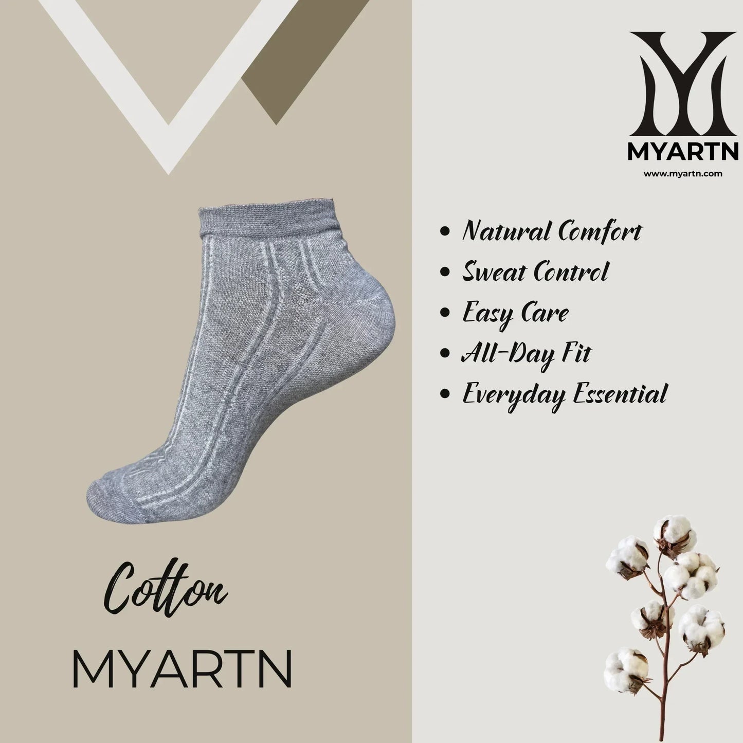 Grey Ankle Socks with Textured Knit Design (Pack of 5)