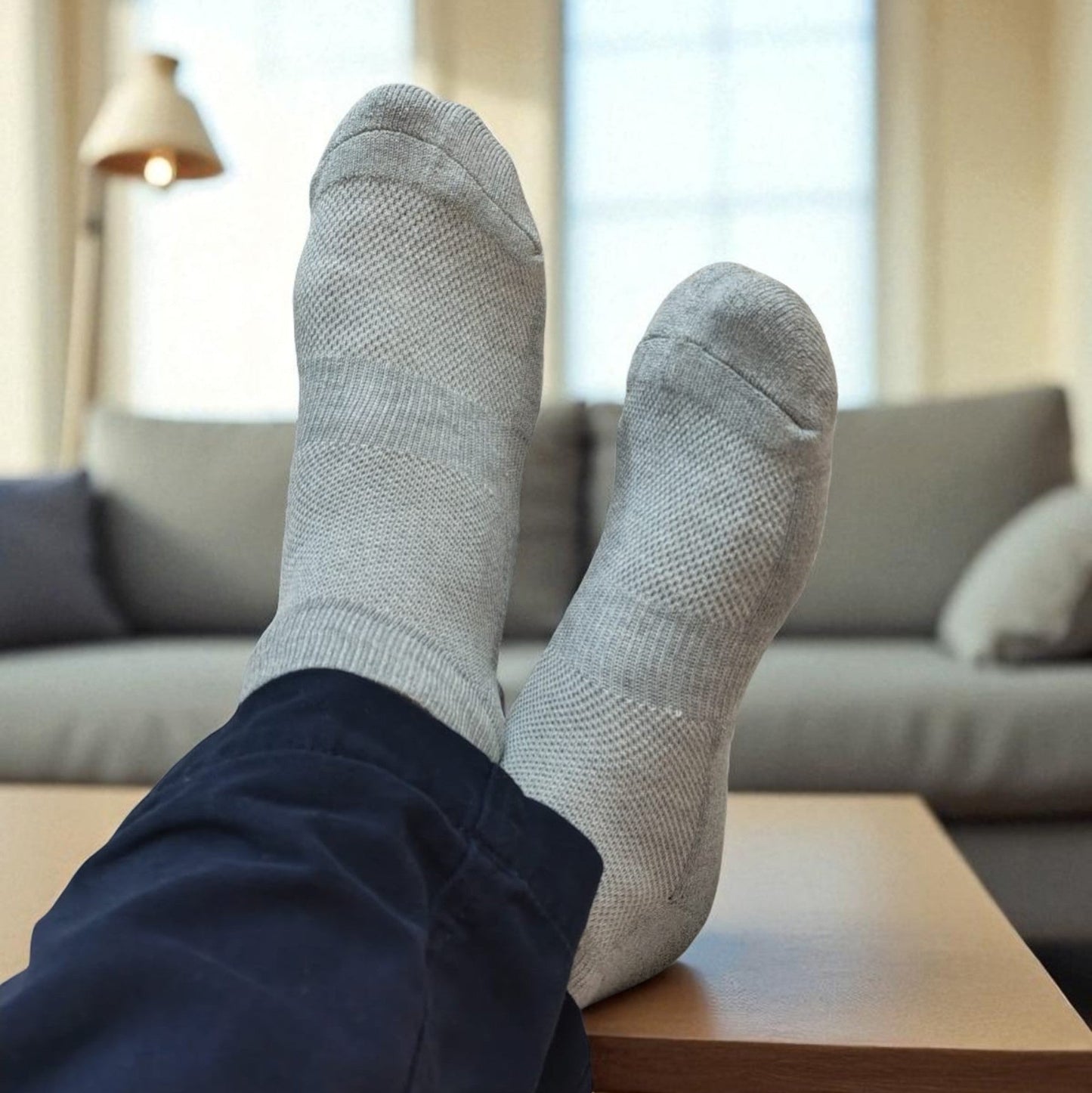 Bamboo Collar Socks – Light Grey