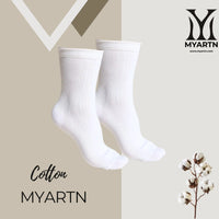 White Crew Socks with Textured Knit Design ( Pack of 5)