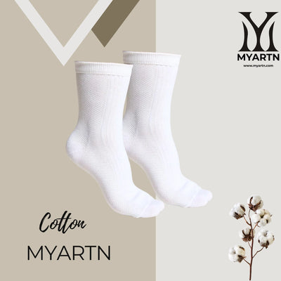 White Crew Socks with Textured Knit Design ( Pack of 5)