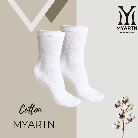 White Crew Socks with Textured Knit Design ( Pack of 3)