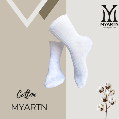 White Crew Socks with Textured Knit Design ( Pack of 5)