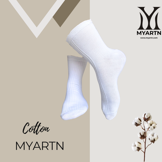 White Crew Socks with Textured Knit Design ( Pack of 3)